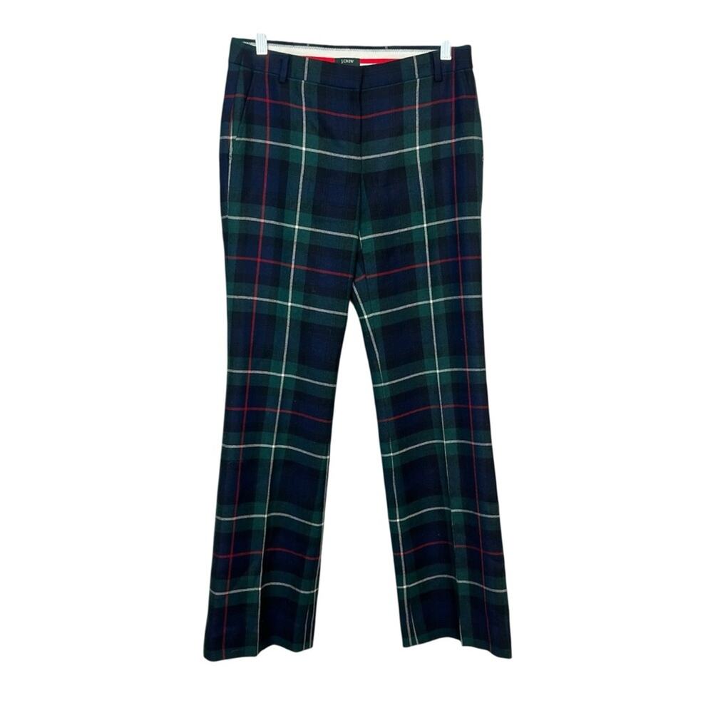 J. Crew City Fit Wool Trousers Navy Plaid sz 2 *flawed*